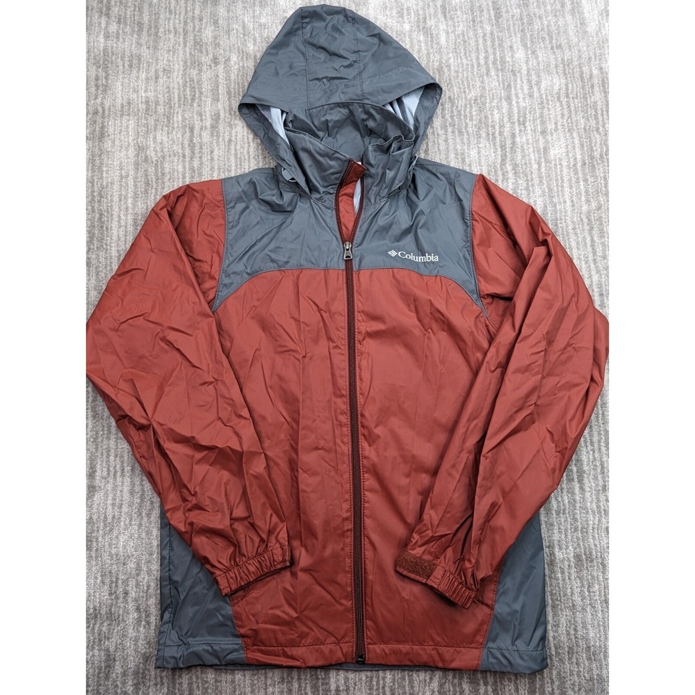 Columbia Waterproof Rain Jacket Womens Medium Red Nylon Hooded Packable Light